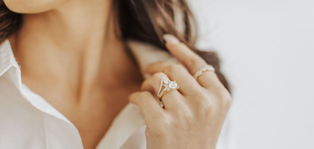 women wearing engagement ring