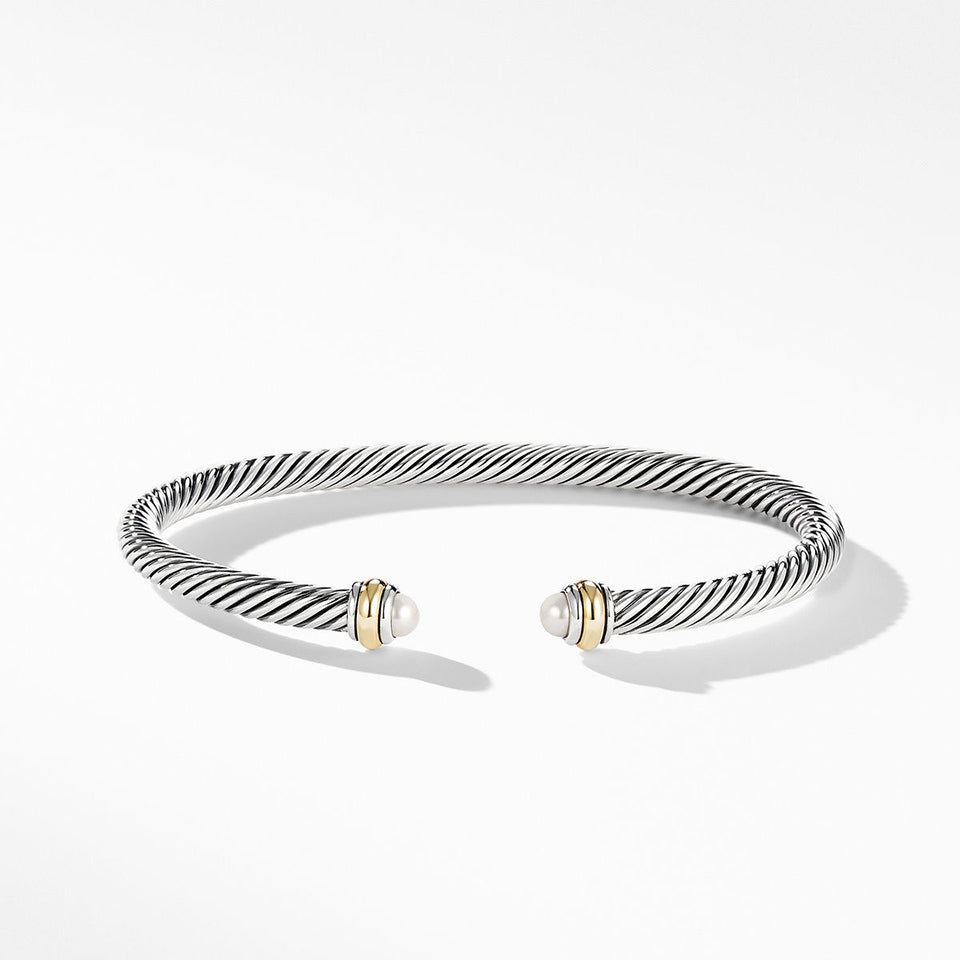 David Yurman Classic Cable Bracelet with Pearls and 18K Yellow
