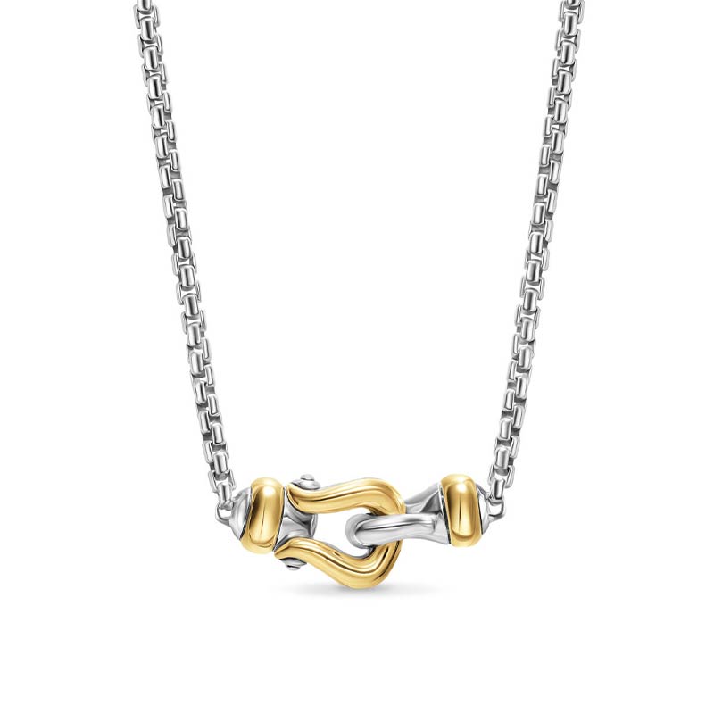 David Yurman Petite Buckle Necklace with 14K Yellow Gold – Lewis