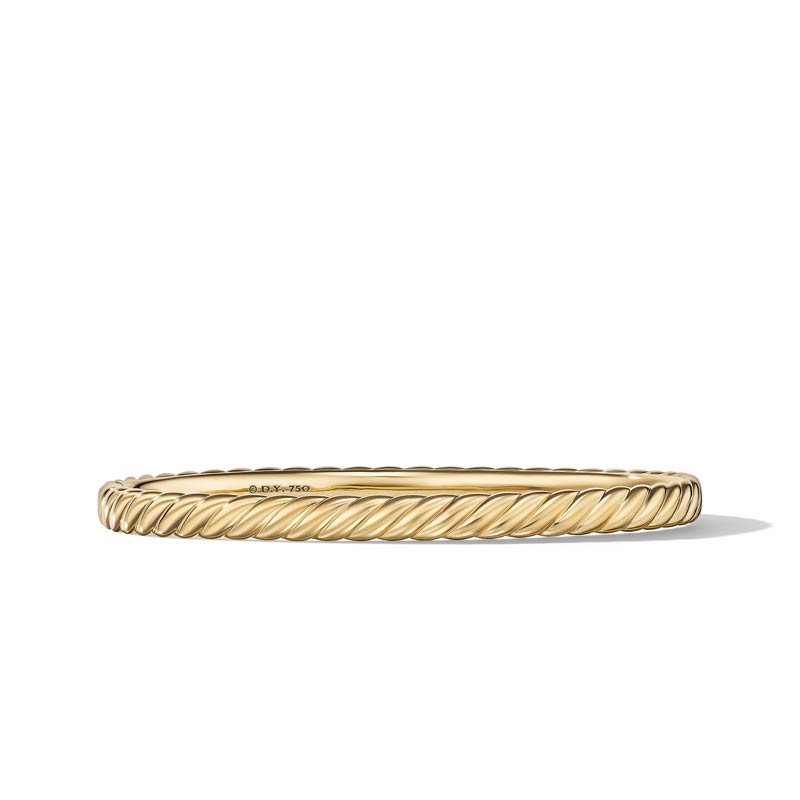 Sculpted Cable Bangle Bracelet in 18K Yellow Gold